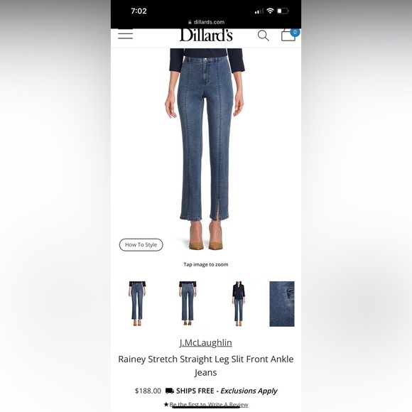 J. McLaughlin Jeans J Mclaughlin Rainey Stretch Straight Leg Slit